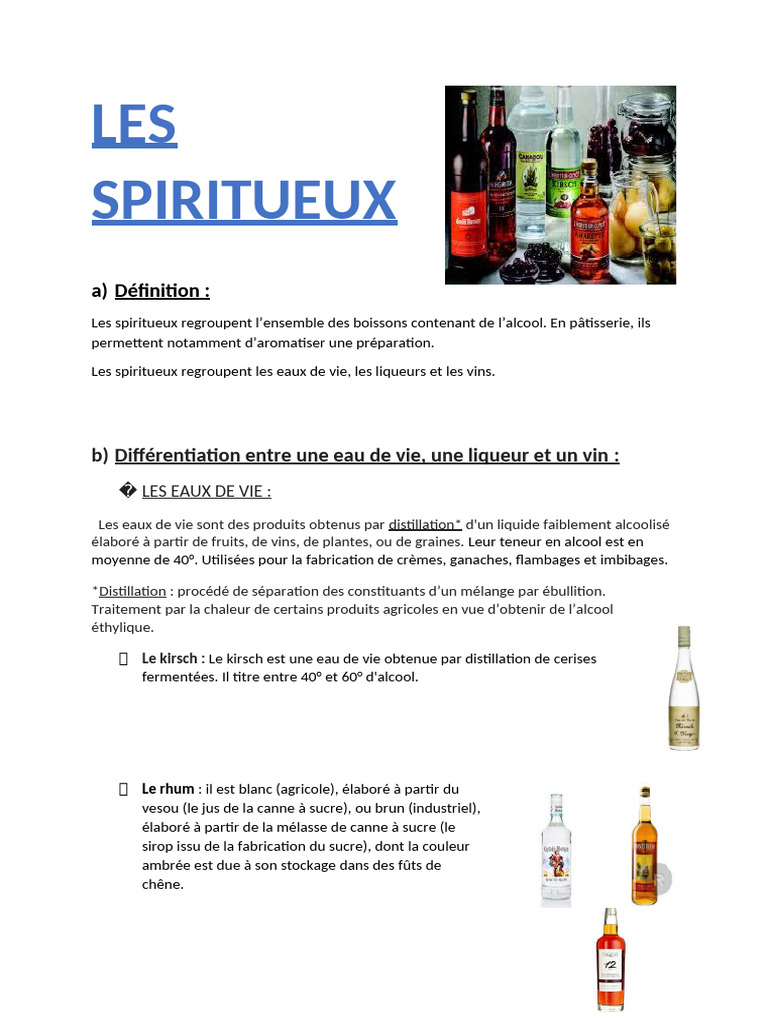 Définition des spiritueux et types | PDF | Boisson