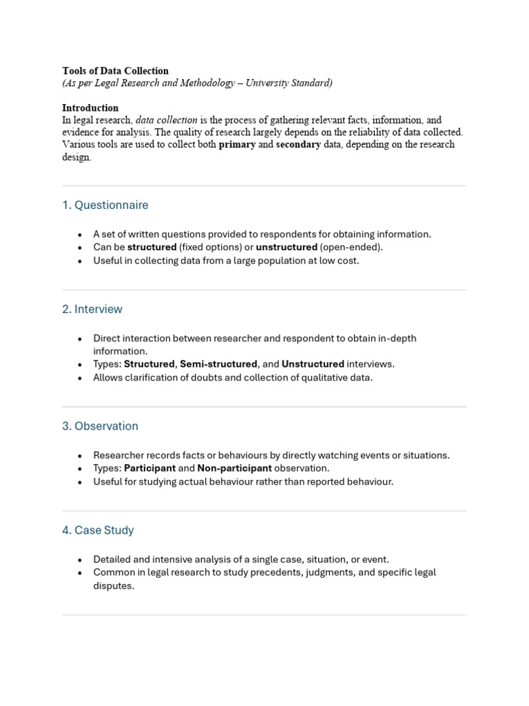 Tools of Data Collection | PDF