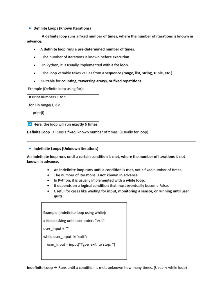 ? Definite Loops | PDF