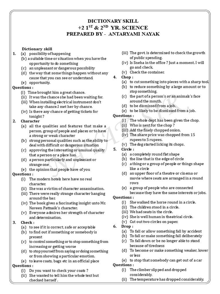 Dictionary Skill | PDF