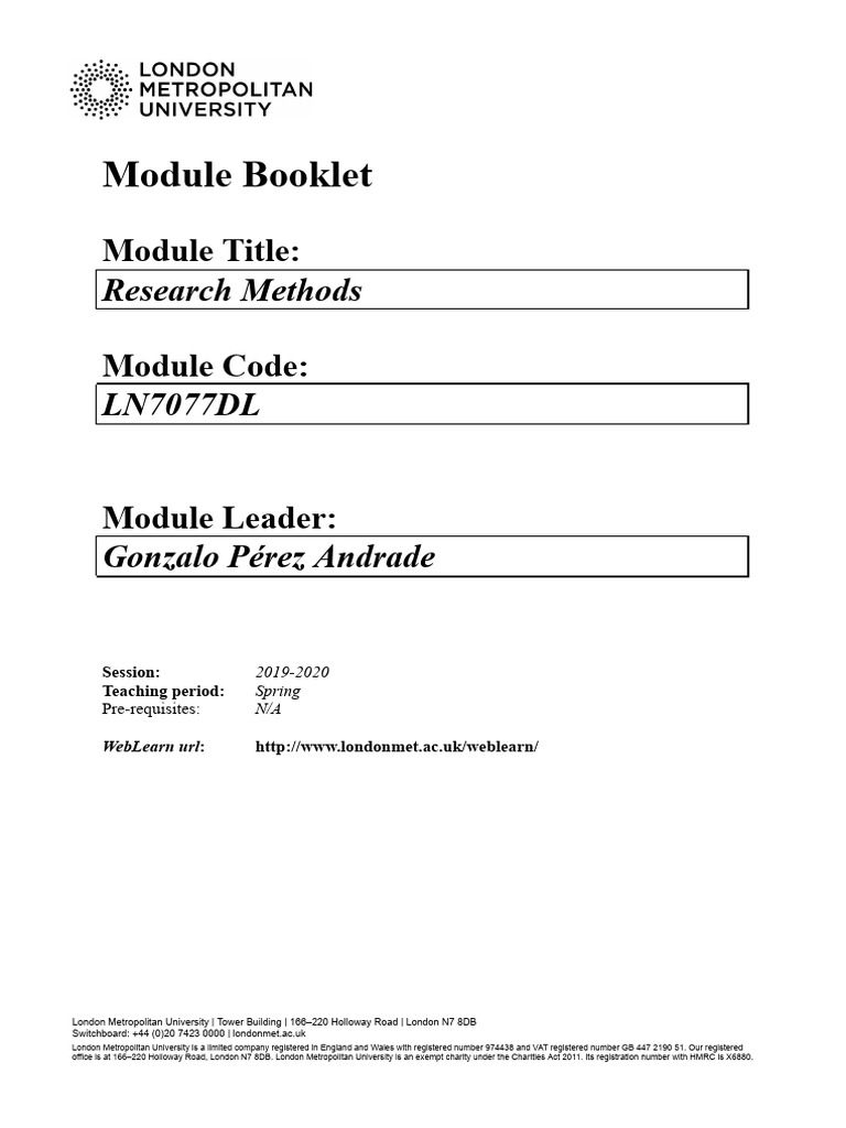 LN7077DL Research Methods Module Handbook 2019-20 | PDF | Qualitative ...