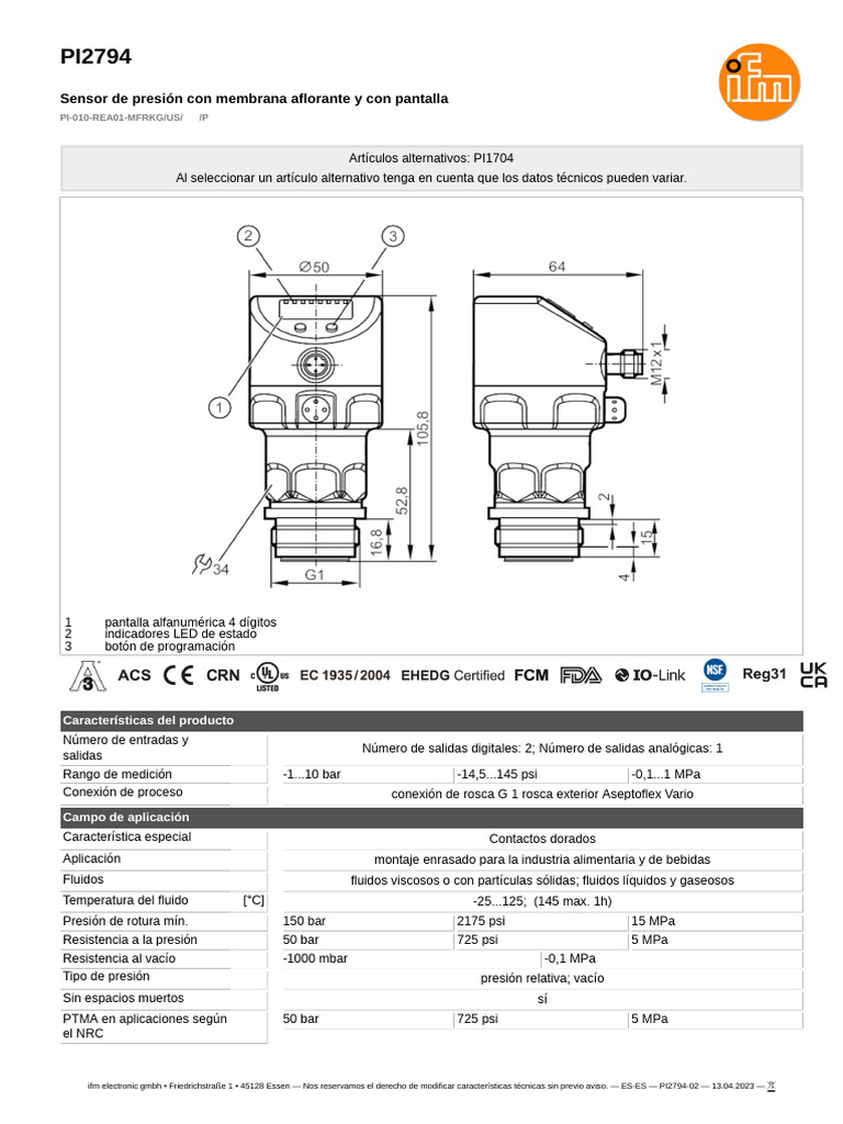 Pi2794 02 - Es Es | PDF | Presión