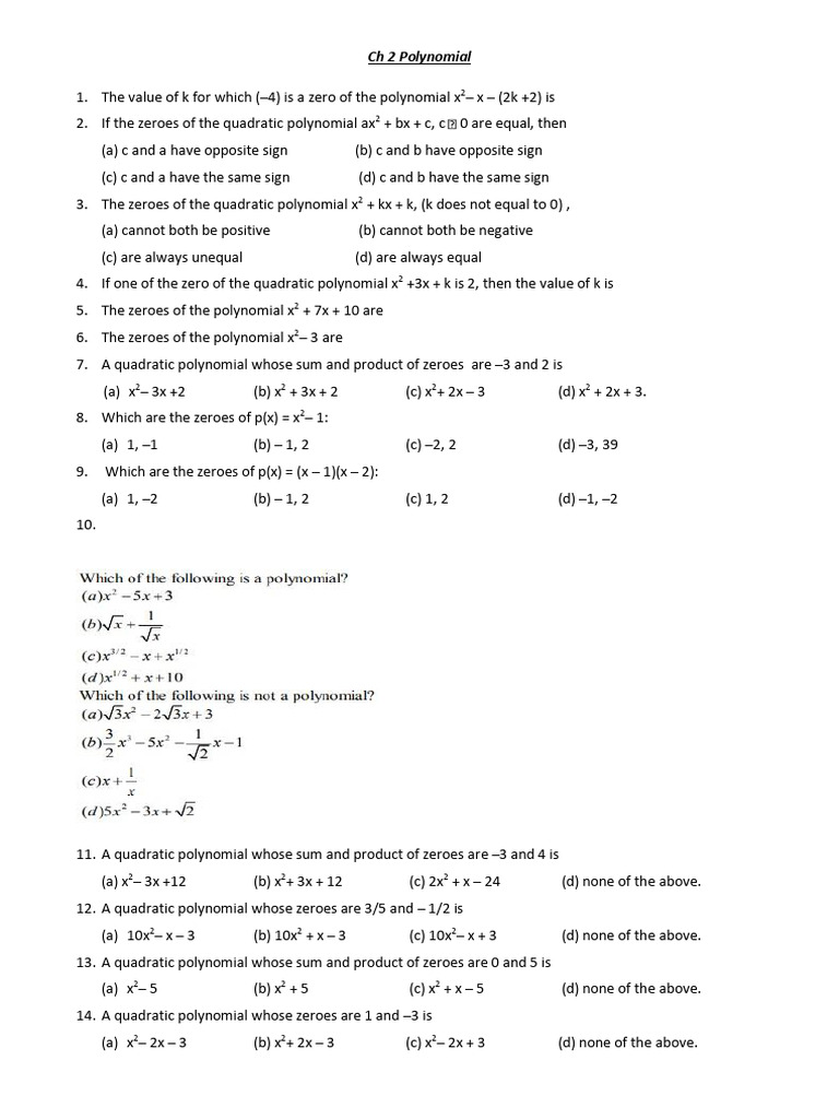 Understanding Quadratic Polynomials and Zeroes | PDF | Zero Of A ...