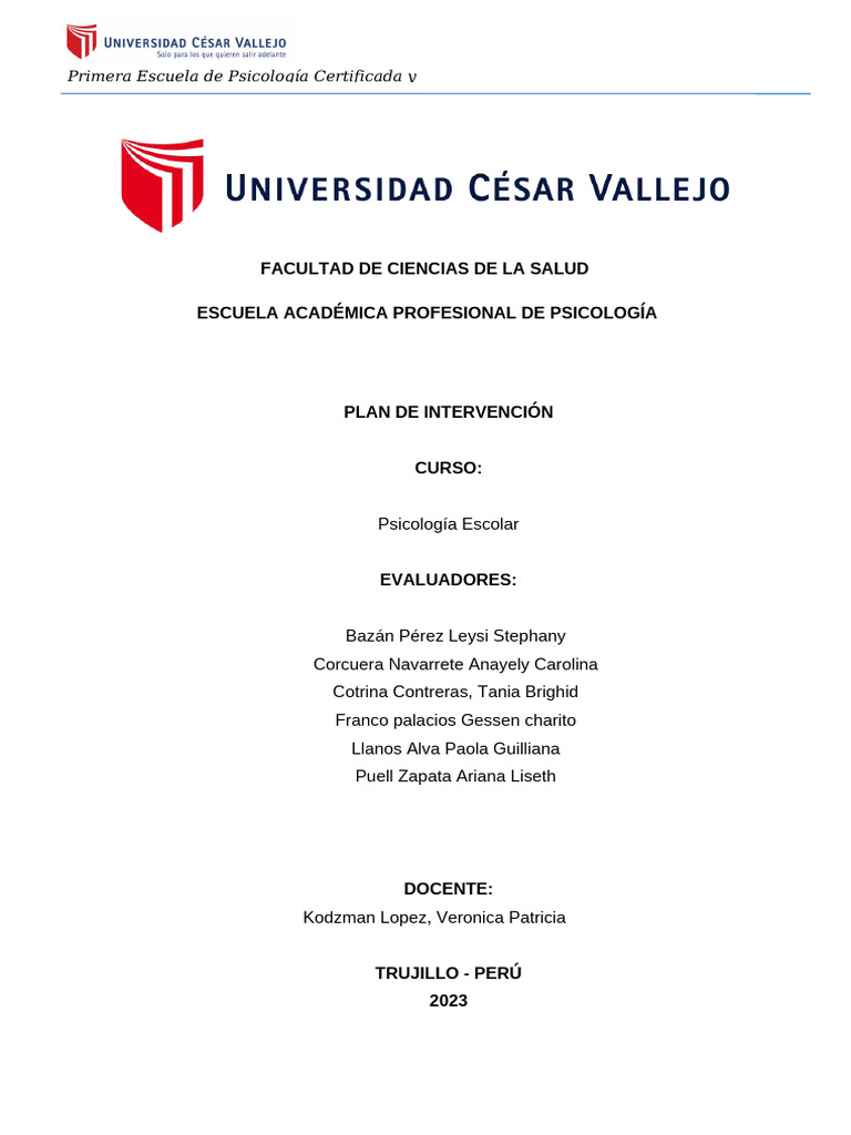 Plan de Intervención en Psicología Escolar | PDF | Las emociones | Empatía