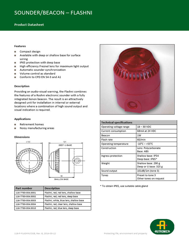 Flashni Sounder and Strobe Beacon | PDF | Electronics | Equipment