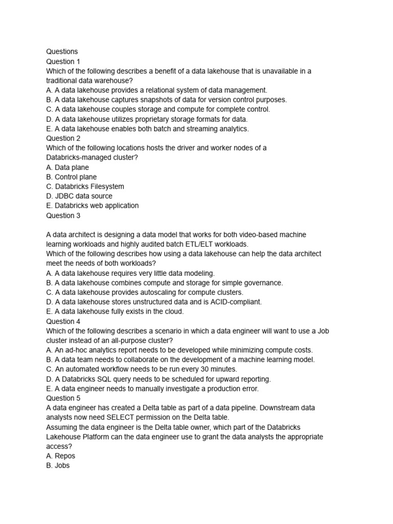 Data Engineer Associate Practice Exam | PDF | Table (Database) | Apache ...