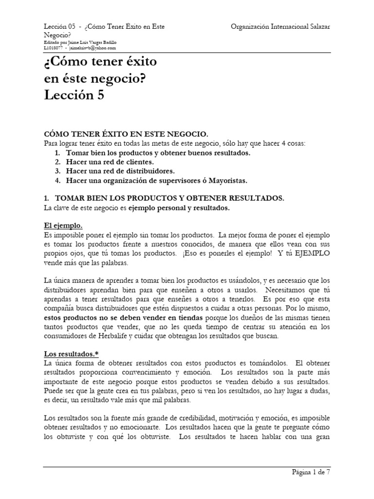 Lección 05 Cómo Tener Éxito en Este Negocio | PDF