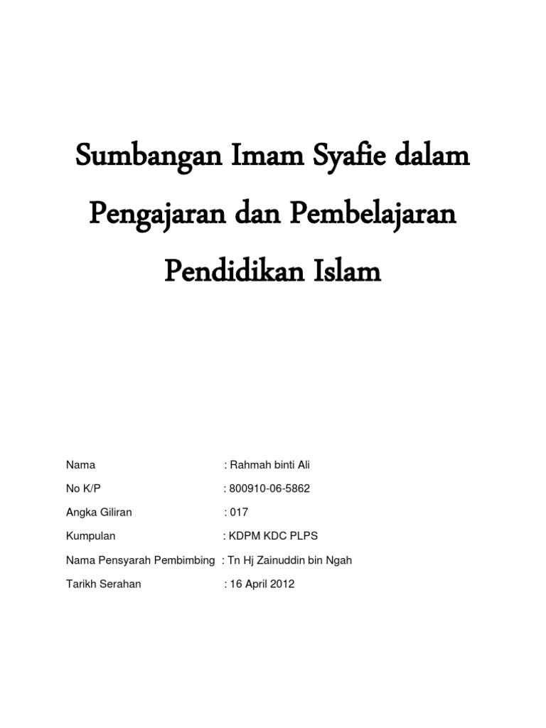 Kertas Kerja Imam Syafie
