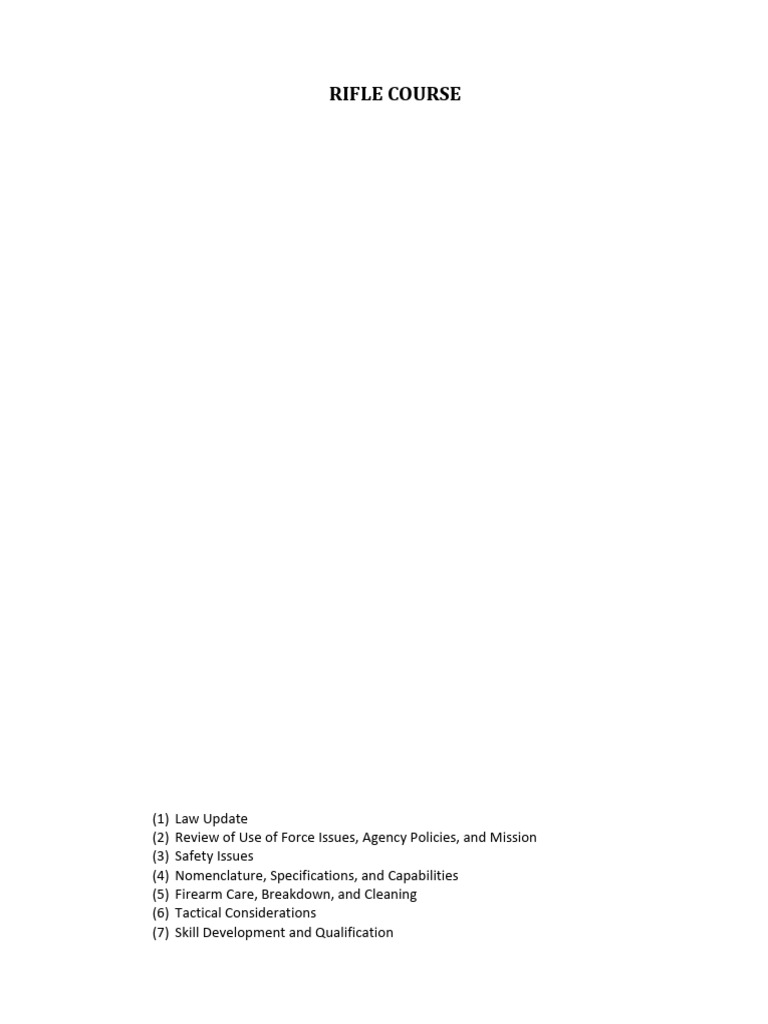 Patrol Rifle Operator Course Overview | PDF | Trigger (Firearms ...