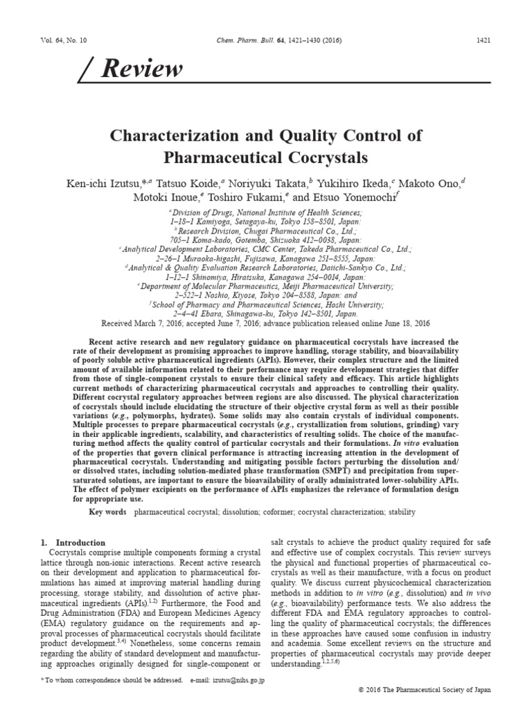 Pharmaceutical Cocrystals: Quality Control Insights | PDF | Salt ...