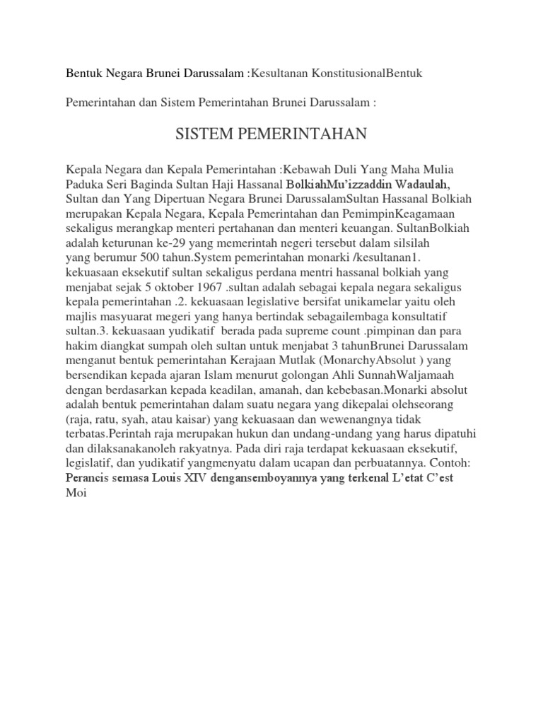 Bentuk Negara Brunei Darussalam Pdf