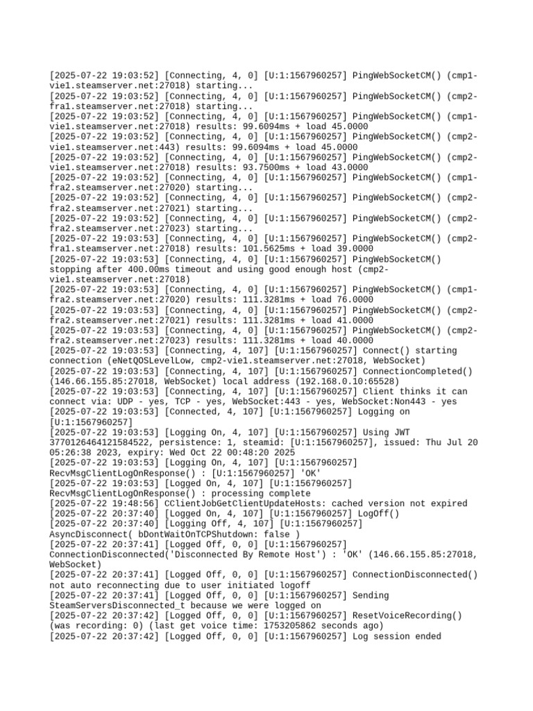 WebSocket Connection Log Analysis | PDF | Data Transmission | Network ...