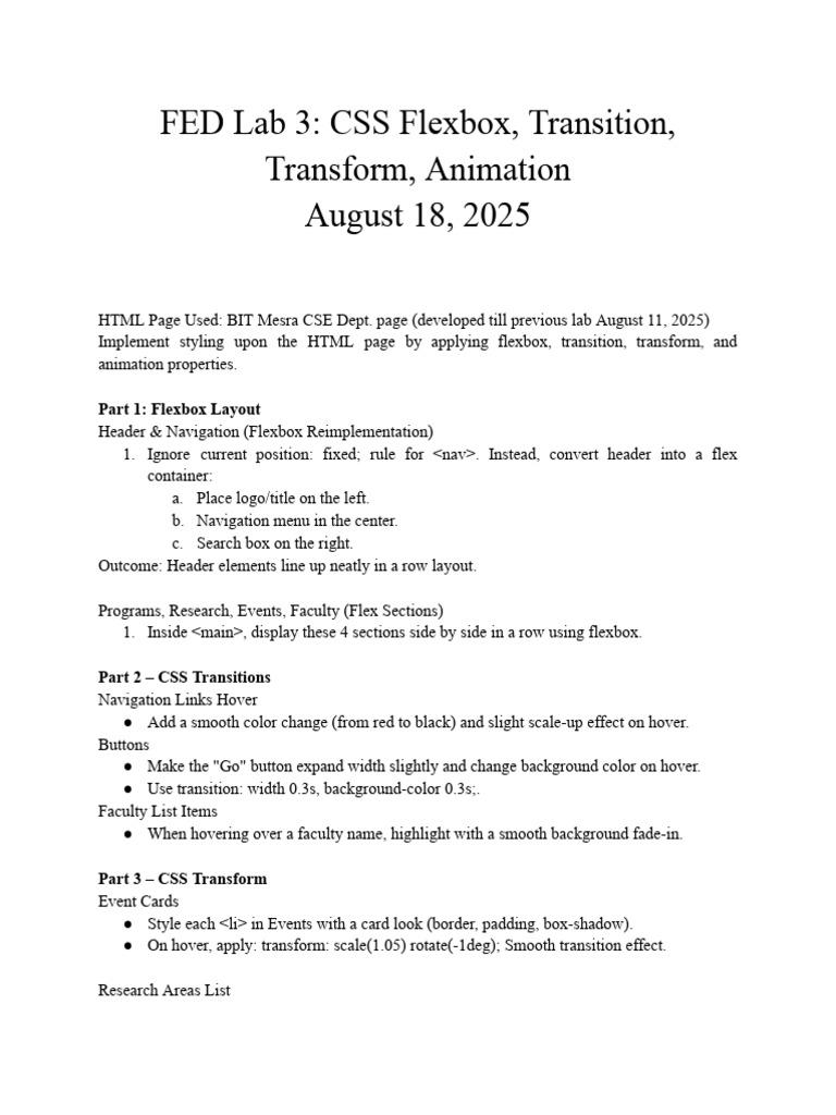 FED Lab 3 - CSS Flexbox | PDF