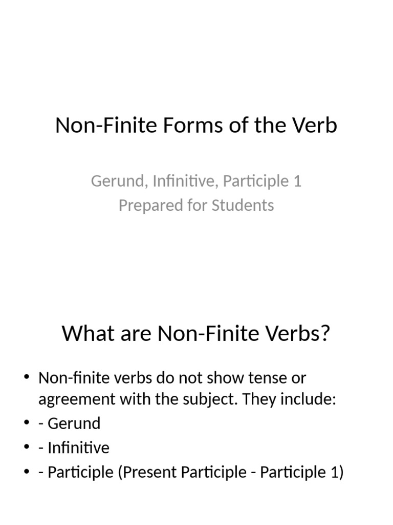 Understanding Non-Finite Verbs | PDF