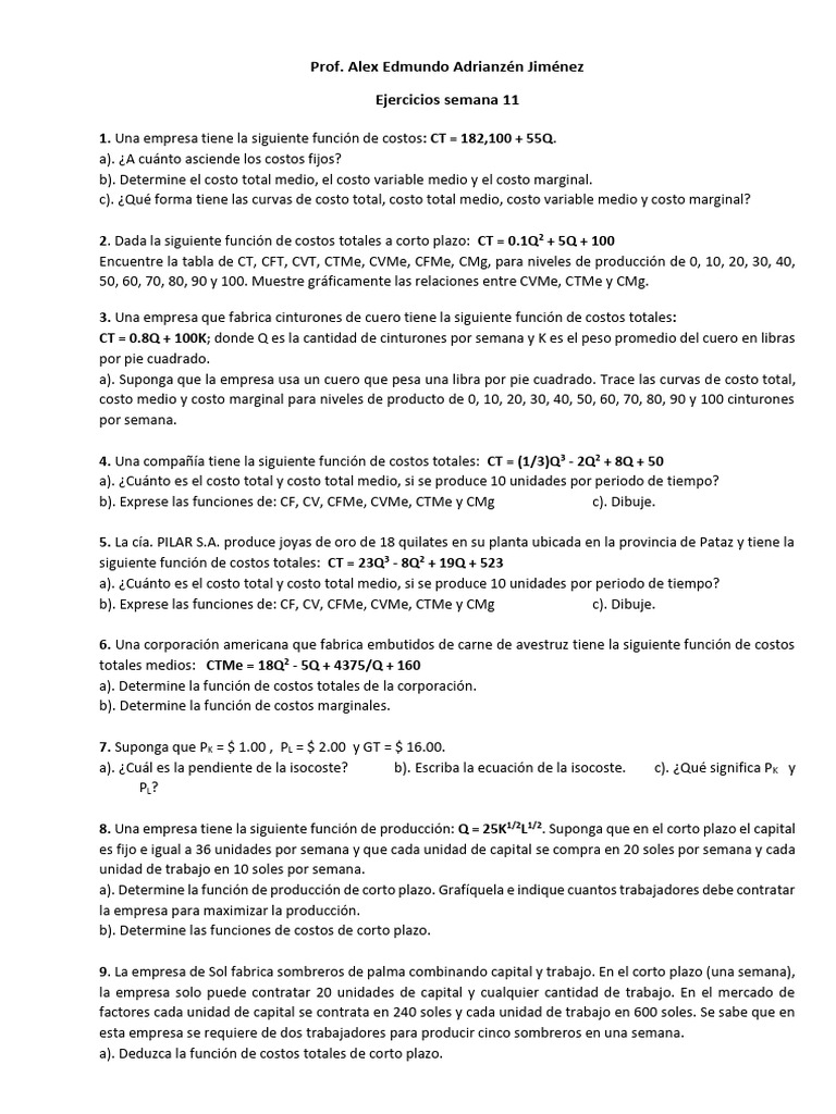 Análisis de Costos en Empresas Productivas | PDF | Costo marginal ...