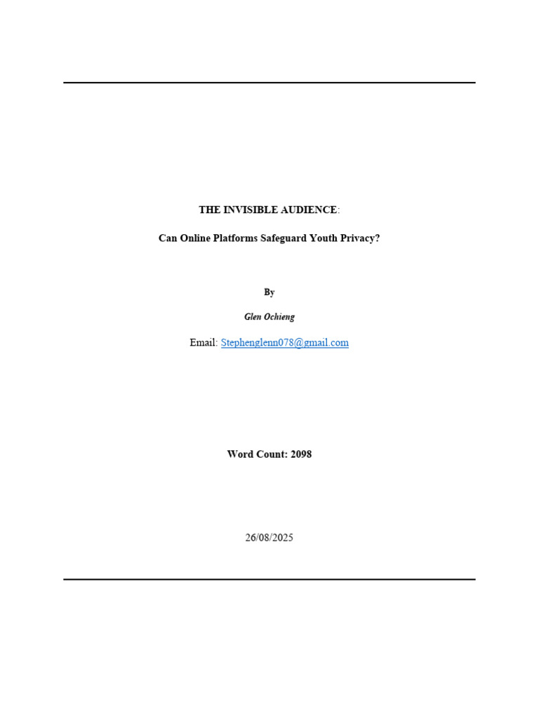 THE INVISIBLE AUDIENCE by Glen - Ochieng | PDF | Privacy | Regulatory ...