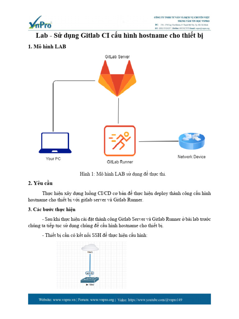 LAB Su Dung Gitlab Ci Cau Hinh Hostname Thiet Bi | PDF