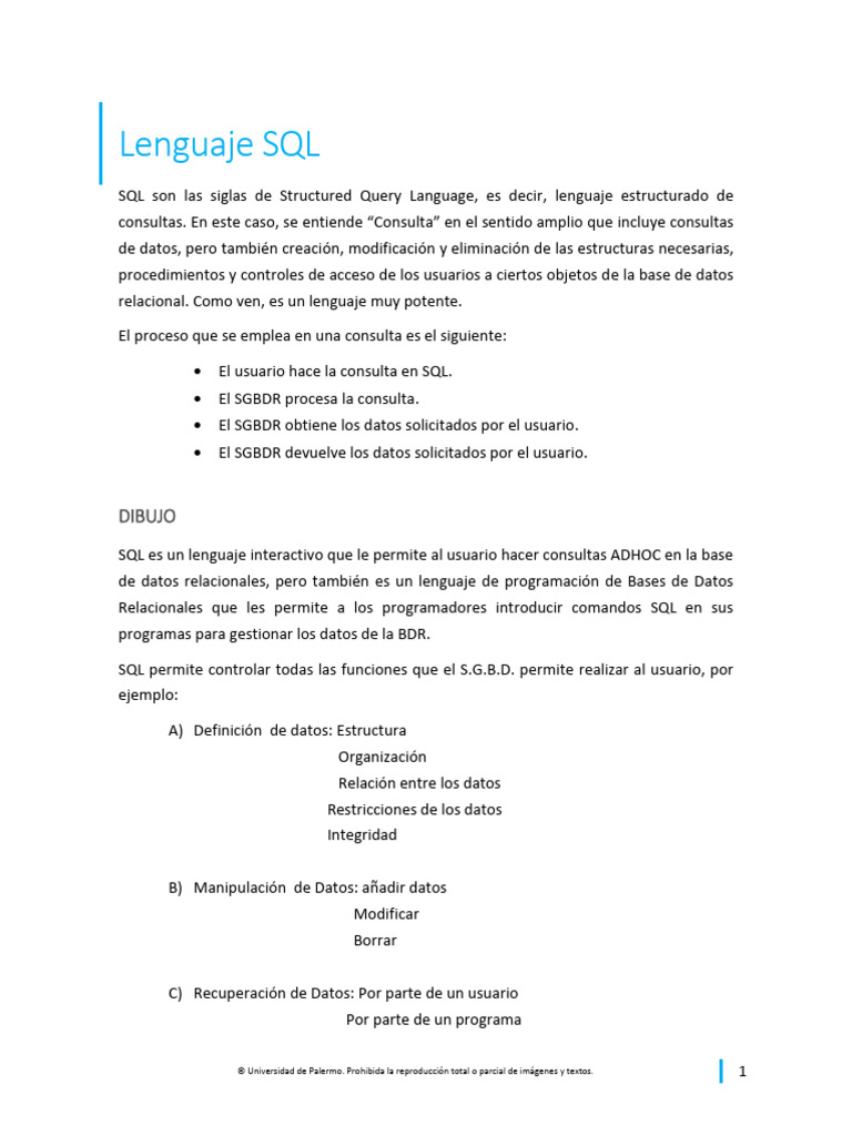 Introducción al Lenguaje SQL y sus Funciones | PDF | SQL | Bases de datos