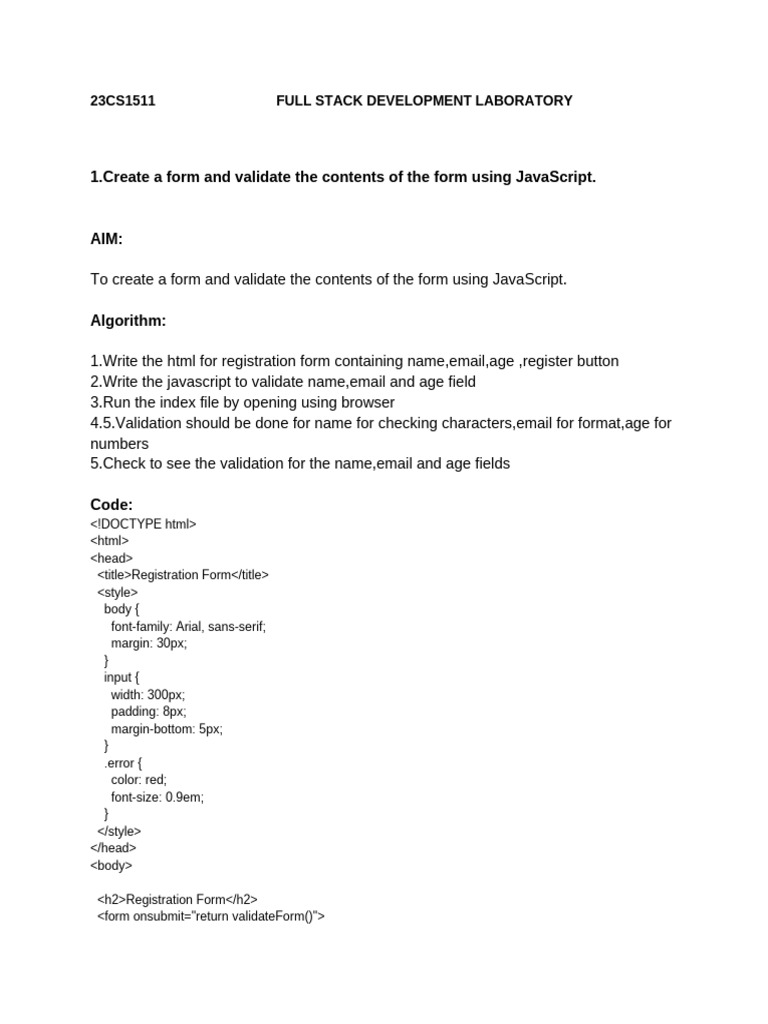 Full Stack Development Lab Guide | PDF | Ajax (Programming) | World ...