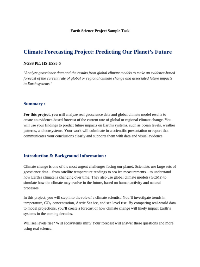 Climate Change Forecasting Project Guide | PDF | Climate | Weather ...