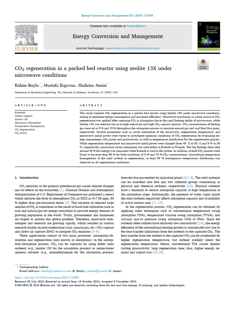 CO2 Regeneration Using Zeolite 13X Microwave | PDF | Adsorption ...