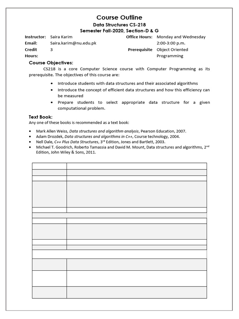 DS Course Outline Fall 2020 | PDF | Applied Mathematics | Theoretical ...