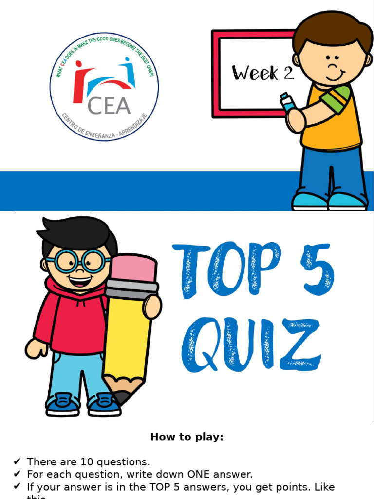 Top 5 Quiz: Fun Questions Game | PDF