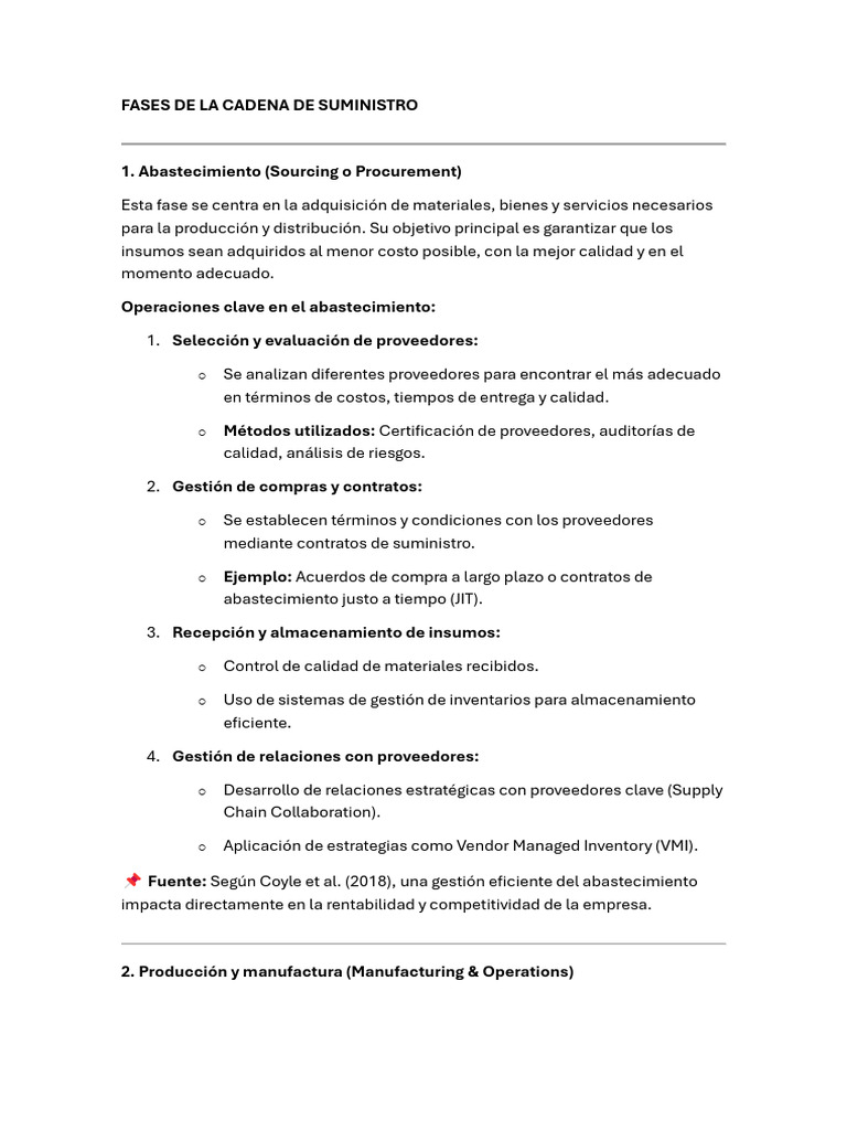 Fases de la Gestión de la Cadena de Suministro | PDF | Logística ...