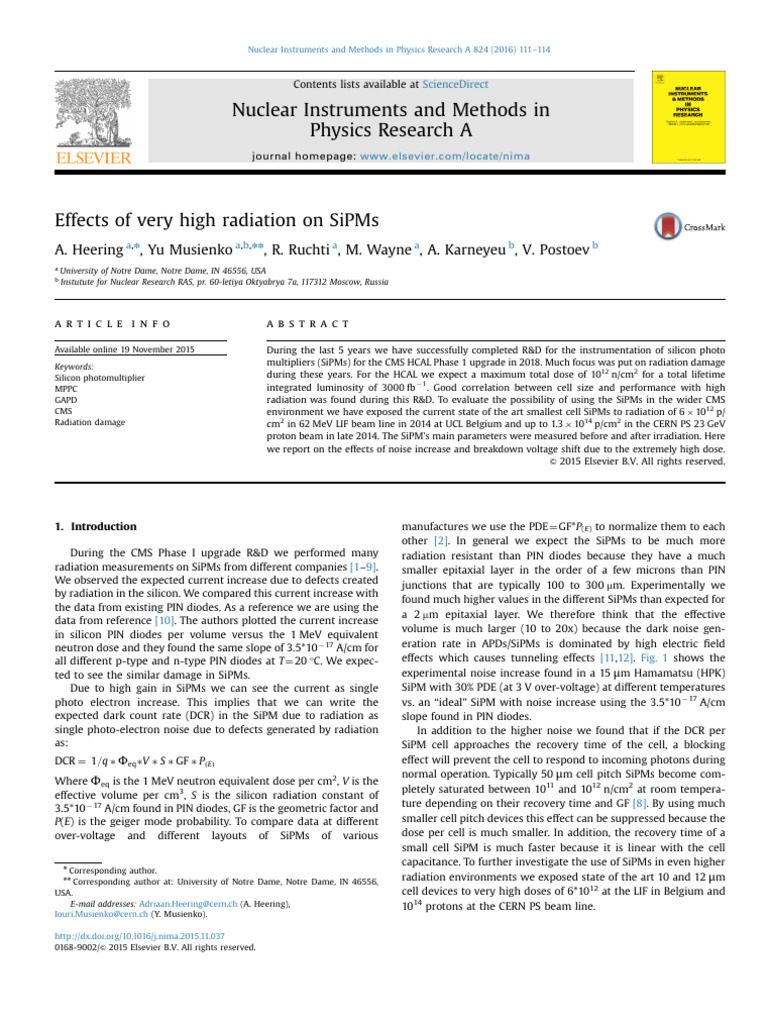Effects of Very H 2016 Nuclear Instruments and Methods in Physics ...