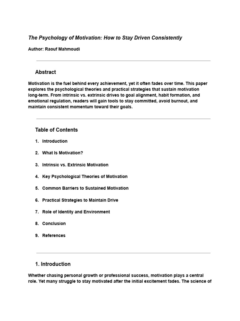 The Psychology of Motivation How To Stay Driven Consistently | PDF ...