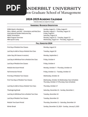 Vanderbilt Academic Calendar 2024-25 | PDF | Academic Term