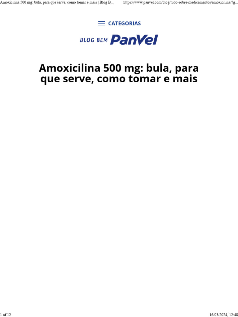 Amoxicilina 500 mg: Uso e Posologia | PDF | Gravidez | Penicilina