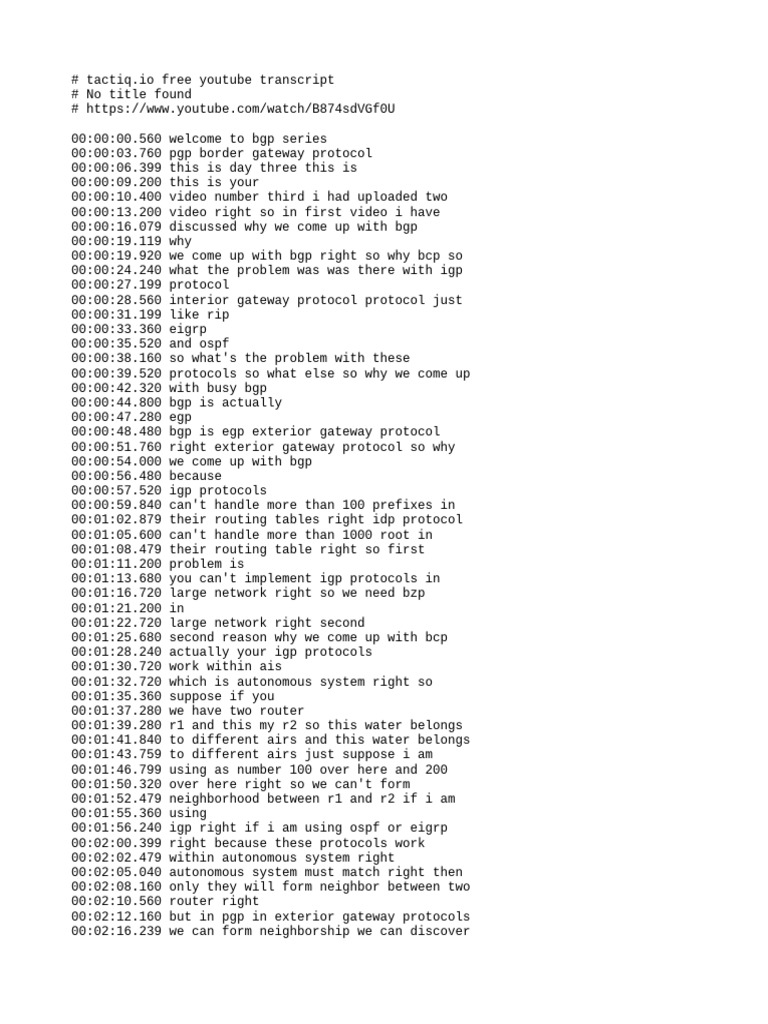 Tactiq Free Transcript B874sdVGf0U | PDF | Internet Protocols ...