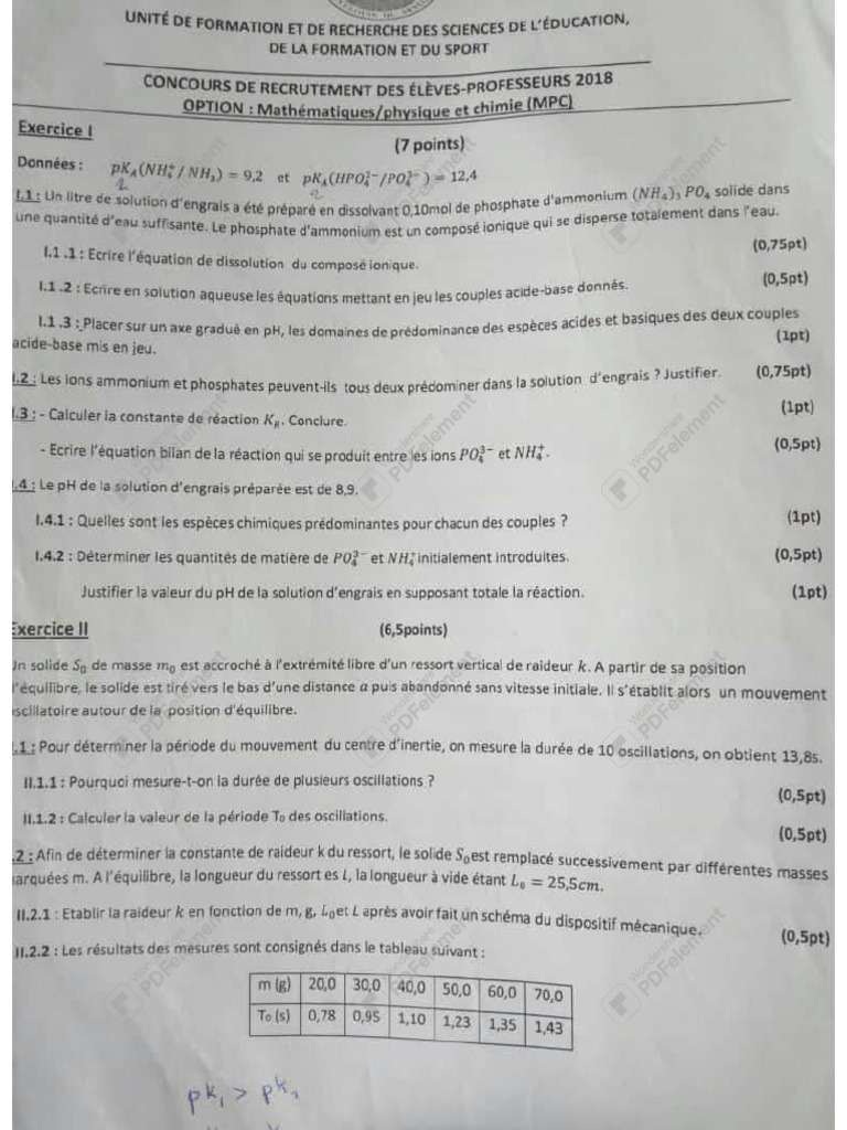 Math SP - Fastef Ugb 2018 - Bac | PDF