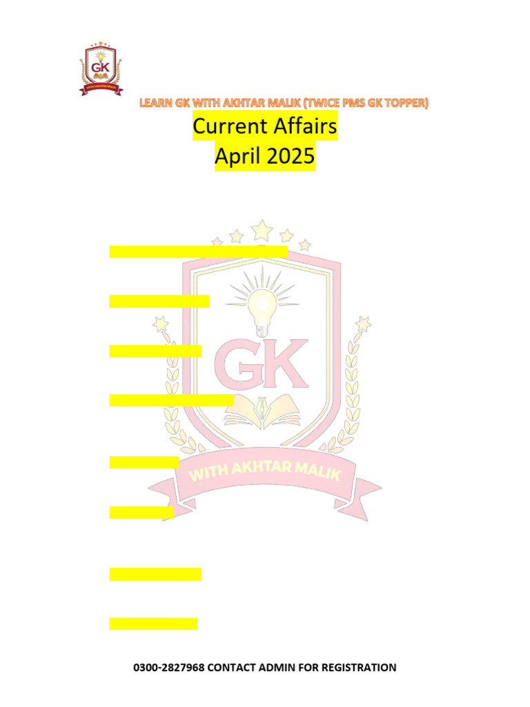 Pakistan Current Affairs - April 2025 | PDF | Pakistan