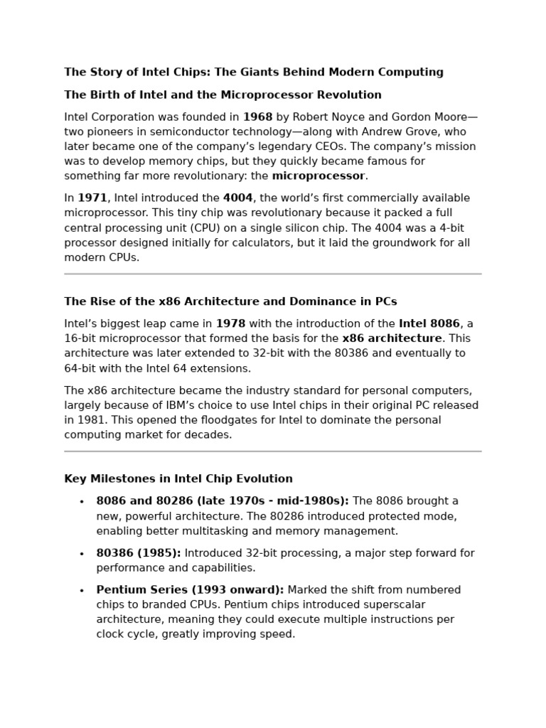 Intel's Microprocessor Evolution Timeline | PDF | Intel | Central ...