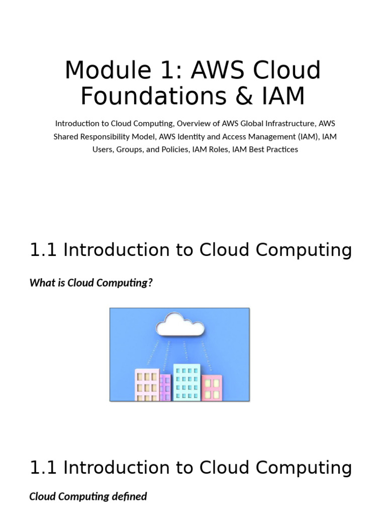 AWS Cloud Foundations & IAM Overview | PDF | Cloud Computing | Software ...