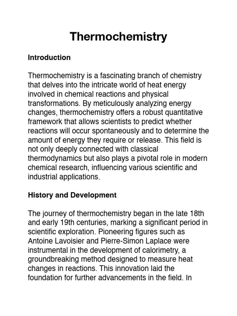 Thermochemistry: Key to Sustainable Innovation | PDF | Heat | Chemistry