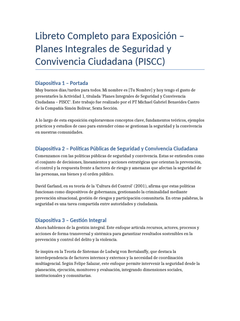 Planes de Seguridad y Convivencia Ciudadana | PDF | Valores | Policía