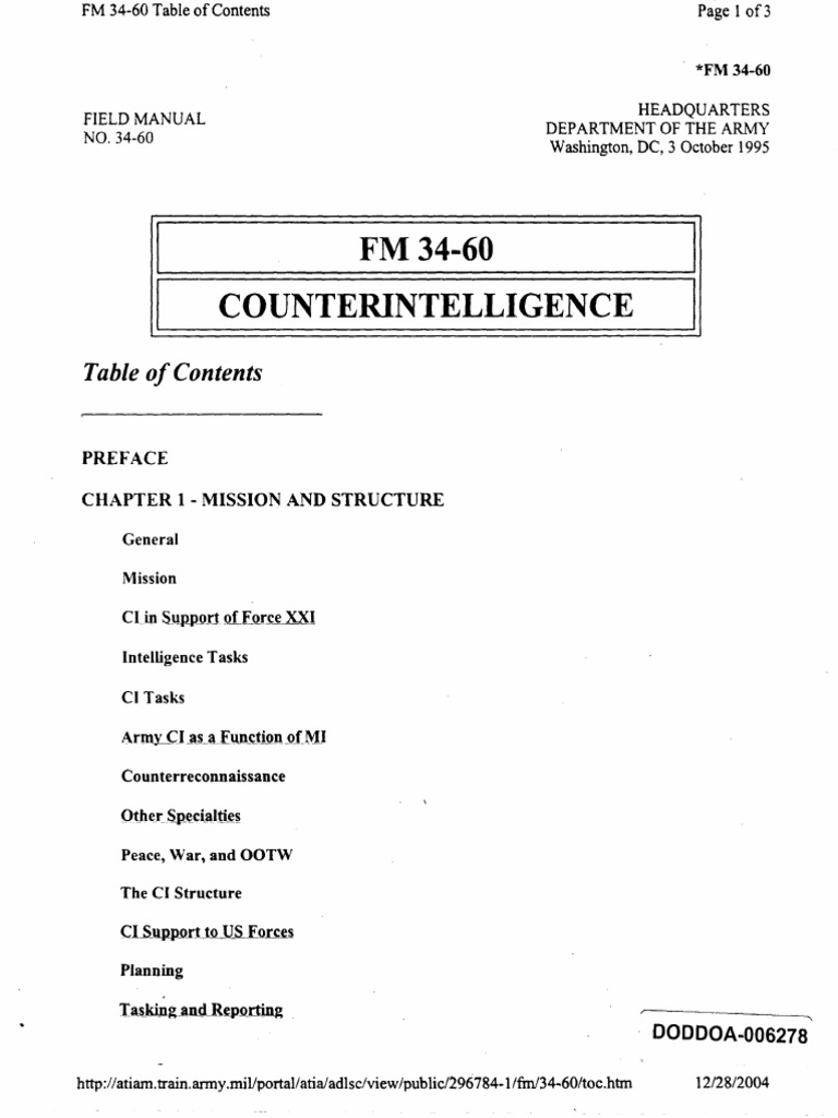Counterintelligence Field Manual Overview | PDF | Command And Control ...