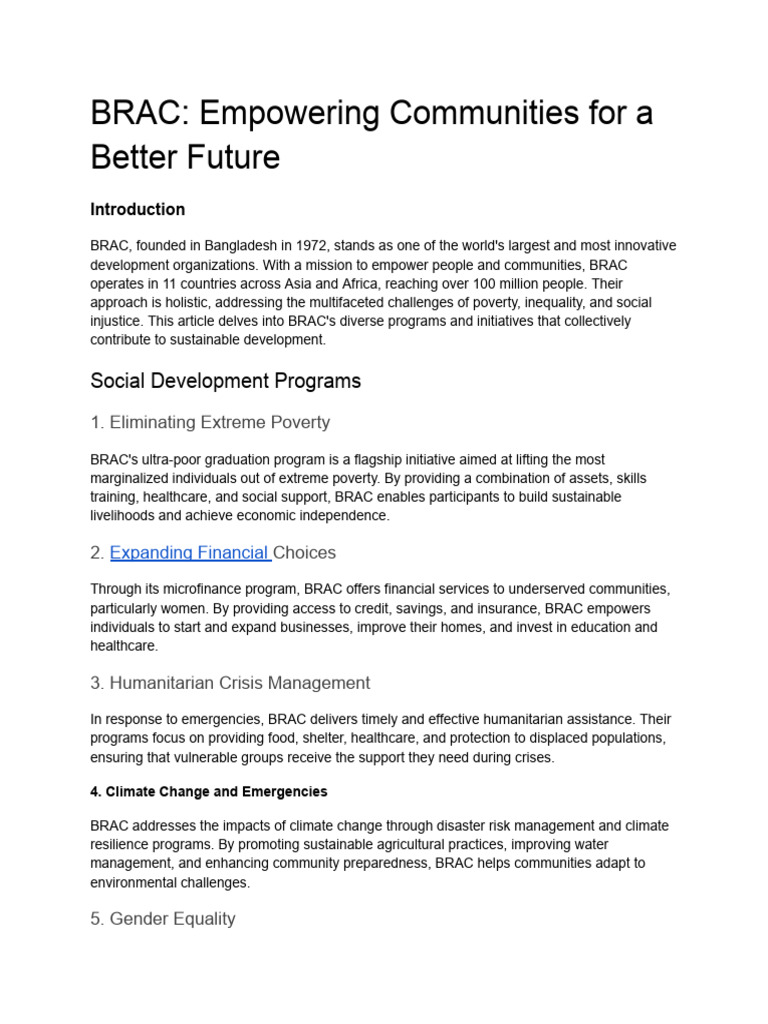 UntitlBRAC: Empowering Communities For A Better Futureed Document | PDF ...