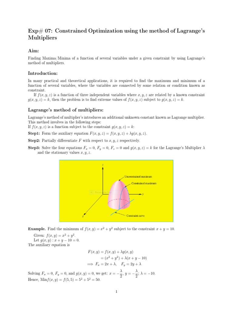 Step-by-Step Lagrange Optimization Guide | PDF | Computational Science ...