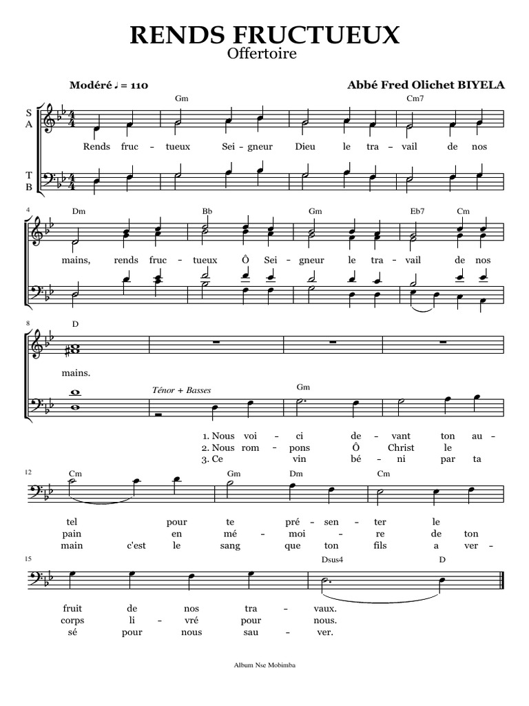 Rends Fructueux - Offertoire Partition | PDF