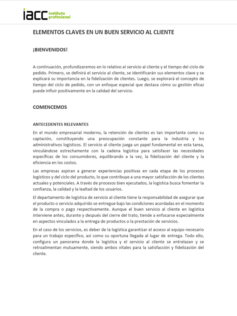 Claves para un Servicio al Cliente Efectivo | PDF | Logística ...