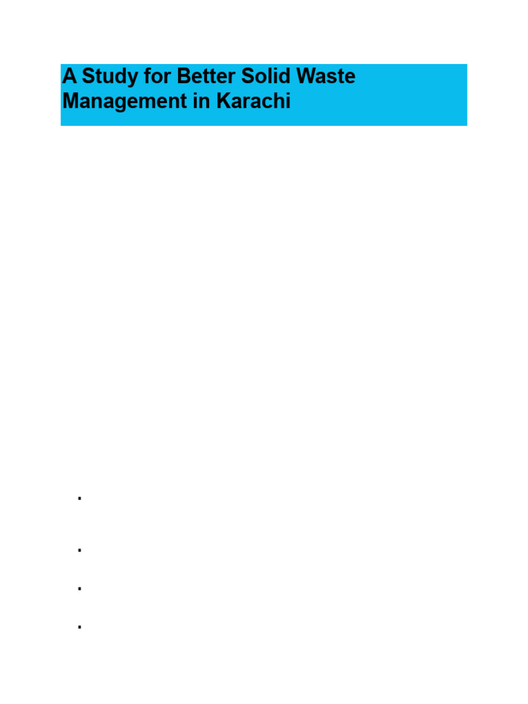 A Study For Better Solid Waste Management in Karachi | PDF | Waste ...