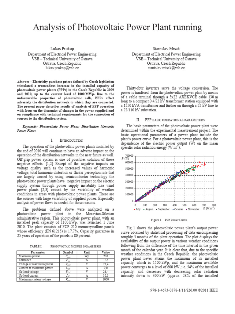 Photovoltaic Power Plant Performance Analysis | PDF | Photovoltaics ...
