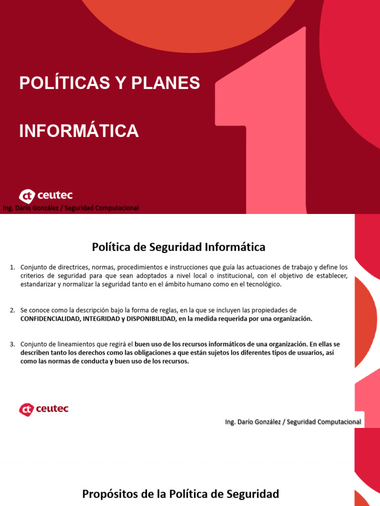 Políticas y Planes de Seguridad Informática | PDF | La seguridad ...
