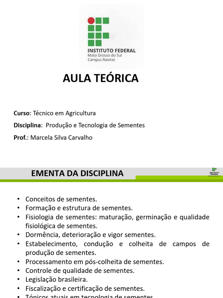 Definição e Importância das Sementes | PDF | Agricultura | Semente