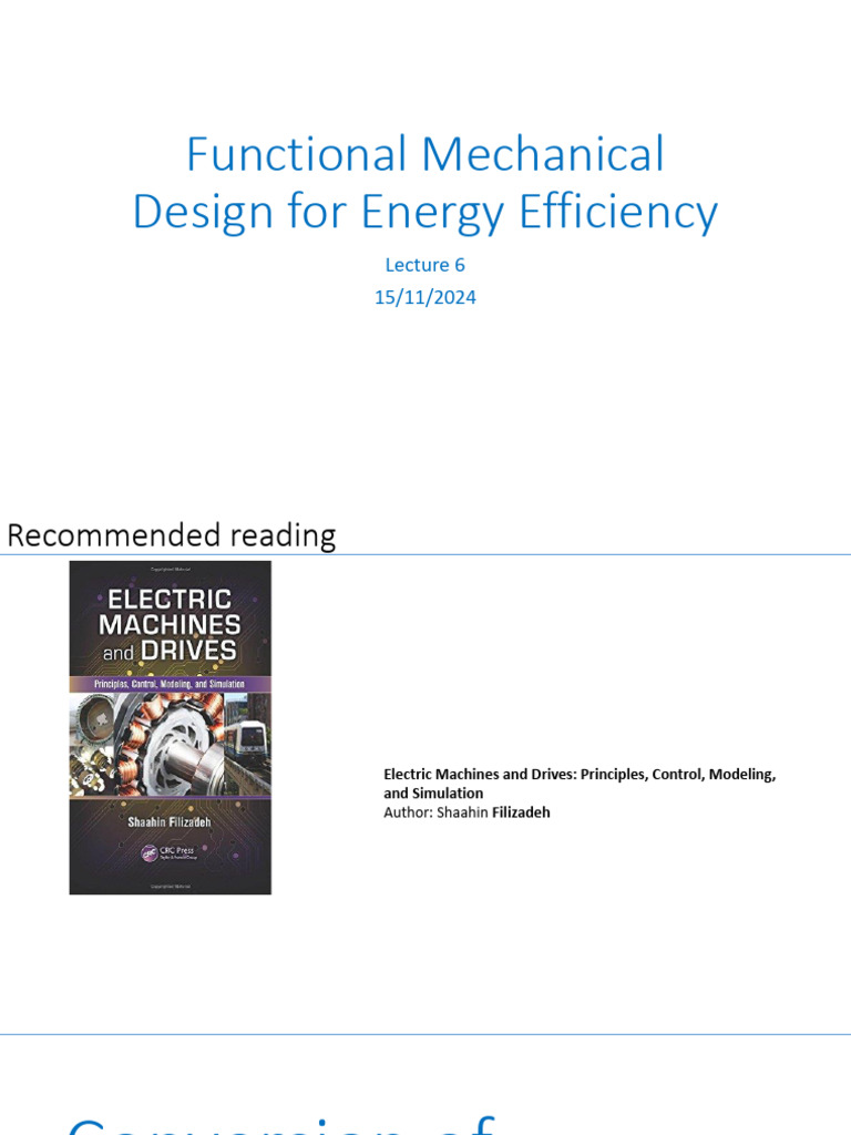 Energy Efficient Mechanical Design | PDF | Electric Motor | Electric Power