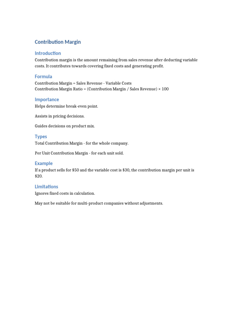 Understanding Contribution Margin Basics | PDF